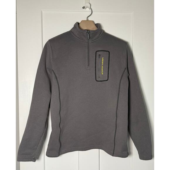 Under Armour Jacket Mens Gray Soft Shell 1/4 Zip‎ Pocket MEDIUM - Picture 1 of 9